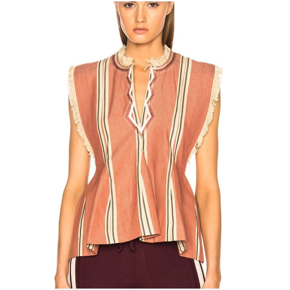 Isabel Marant Etoile Drappy Top terracotta stripe size 40 US 8 M L cotton tank